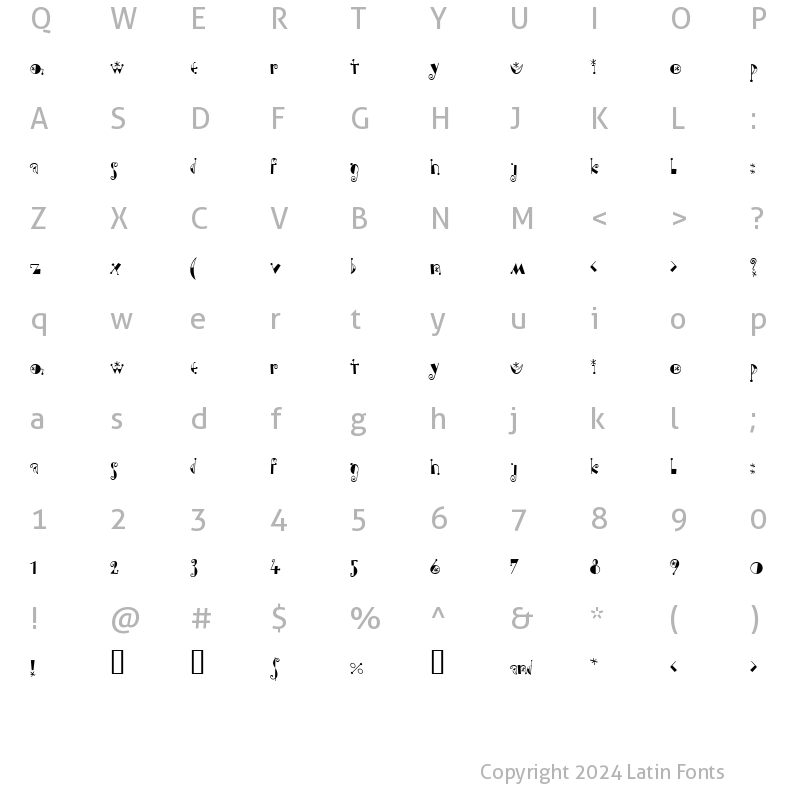 Character Map of Moonchild Normal