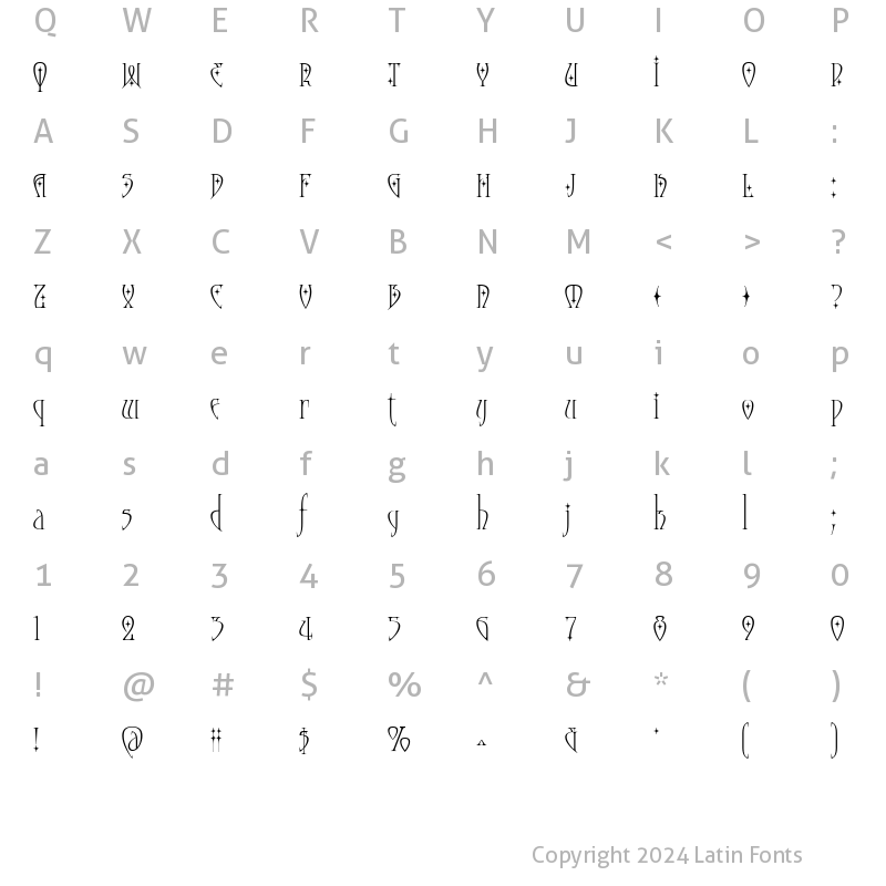 Character Map of Moonstone Stars Regular