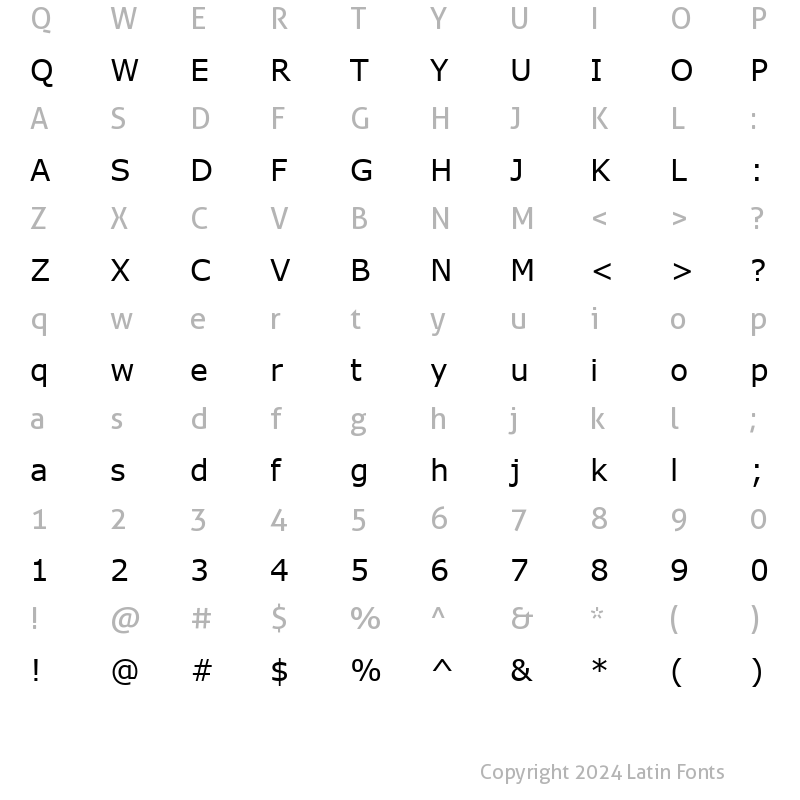 Character Map of MS Reference Sans Serif Regular