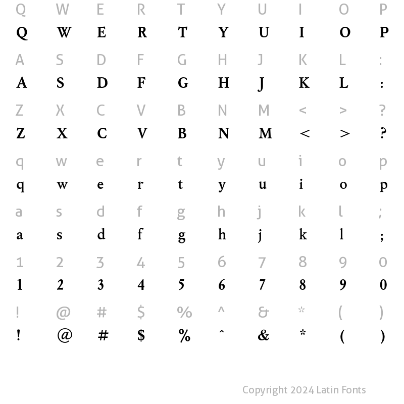 Character Map of MyslC Bold