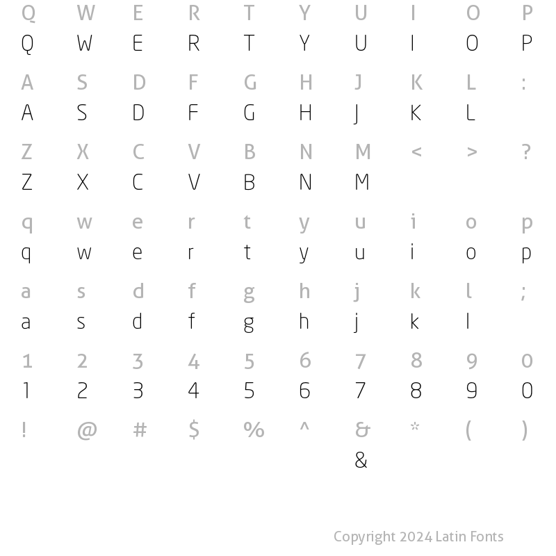 Character Map of NeoSans Light