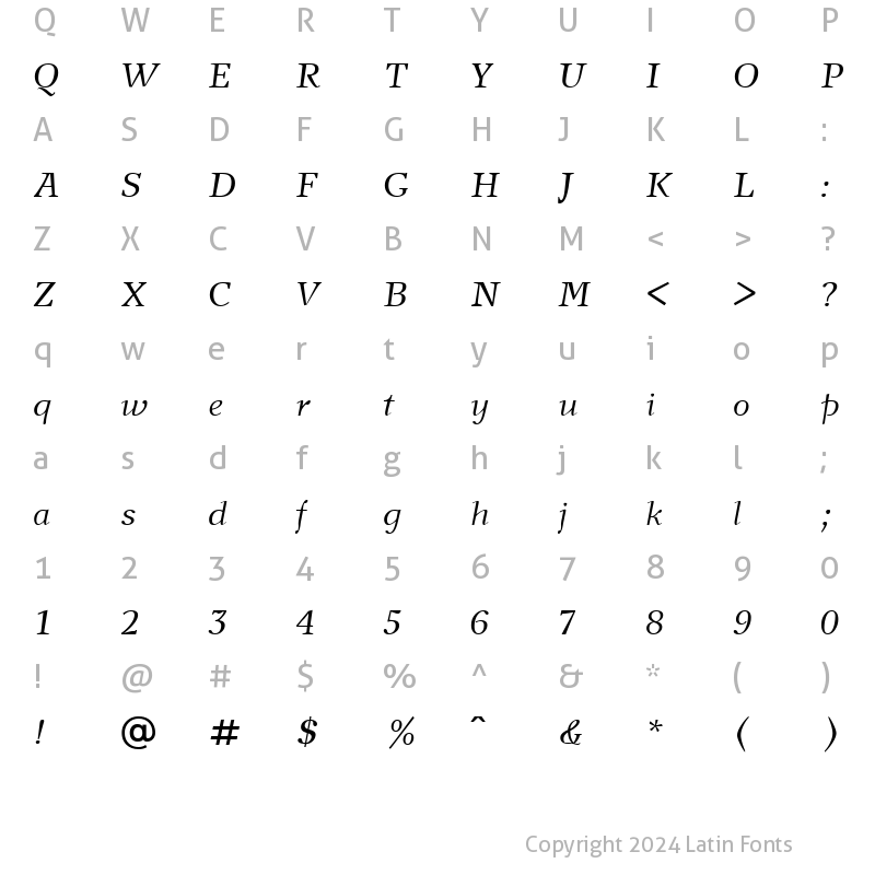 Character Map of NewJournalC Italic