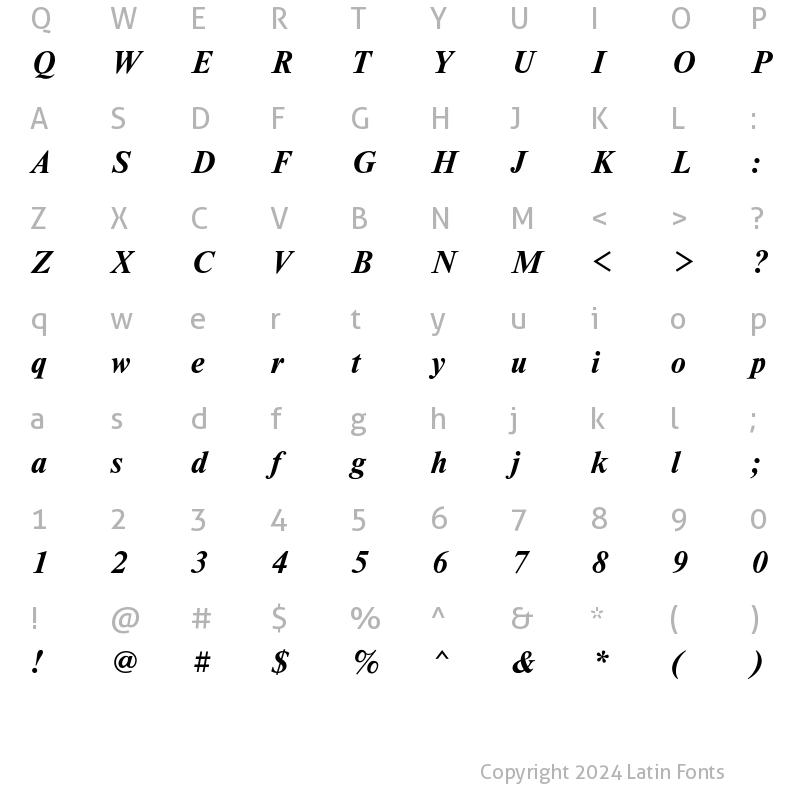 Character Map of NewtonC Bold Italic