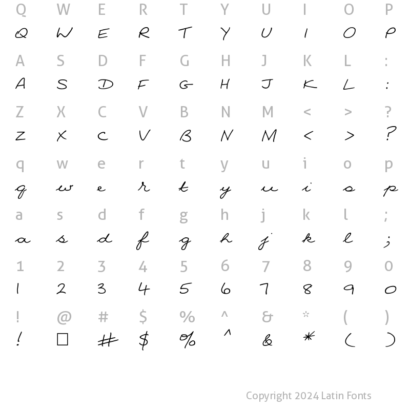 Character Map of NinaCTT Normal