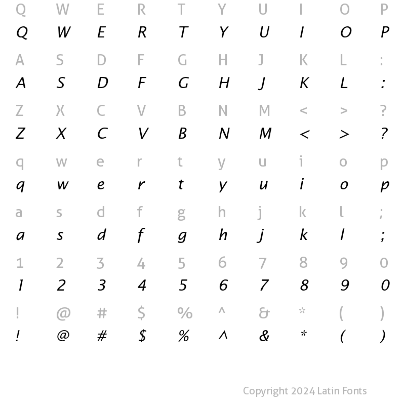 Character Map of OfficeTypeSans Italic