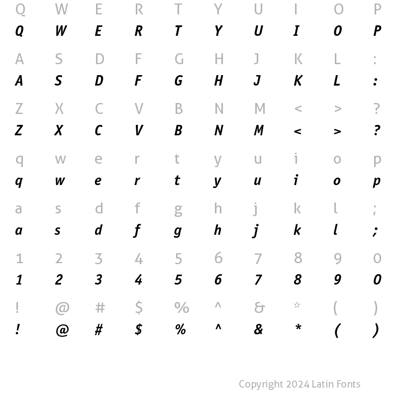 Character Map of OfficinaSansC Bold Italic