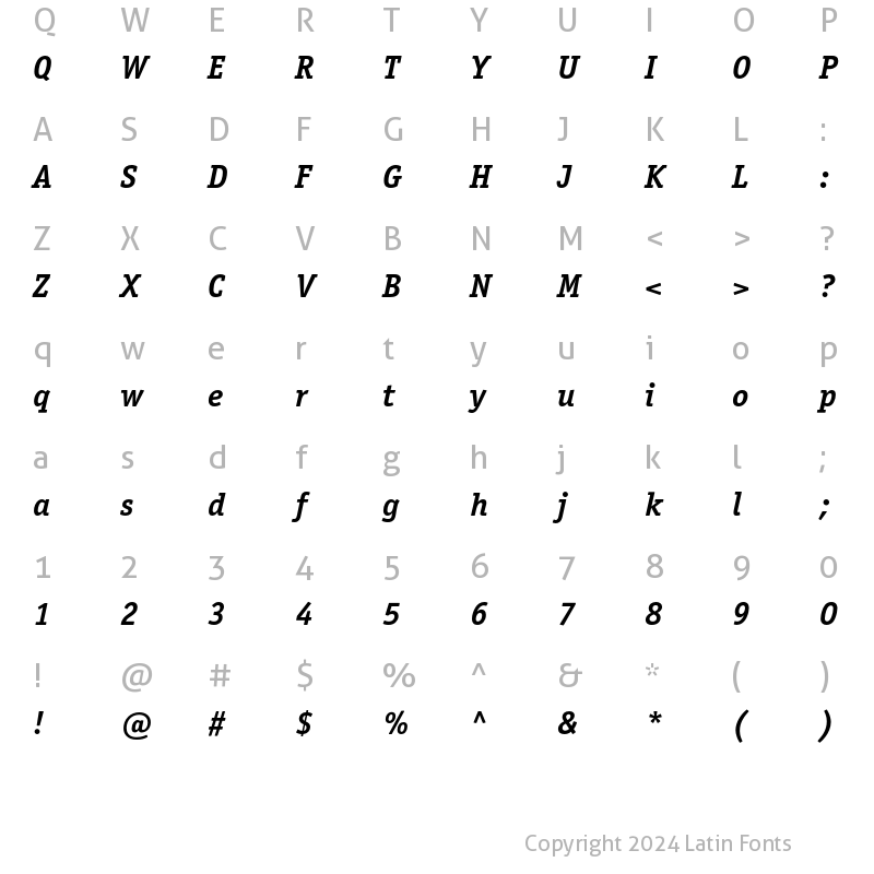 Character Map of OfficinaSerifC Bold Italic