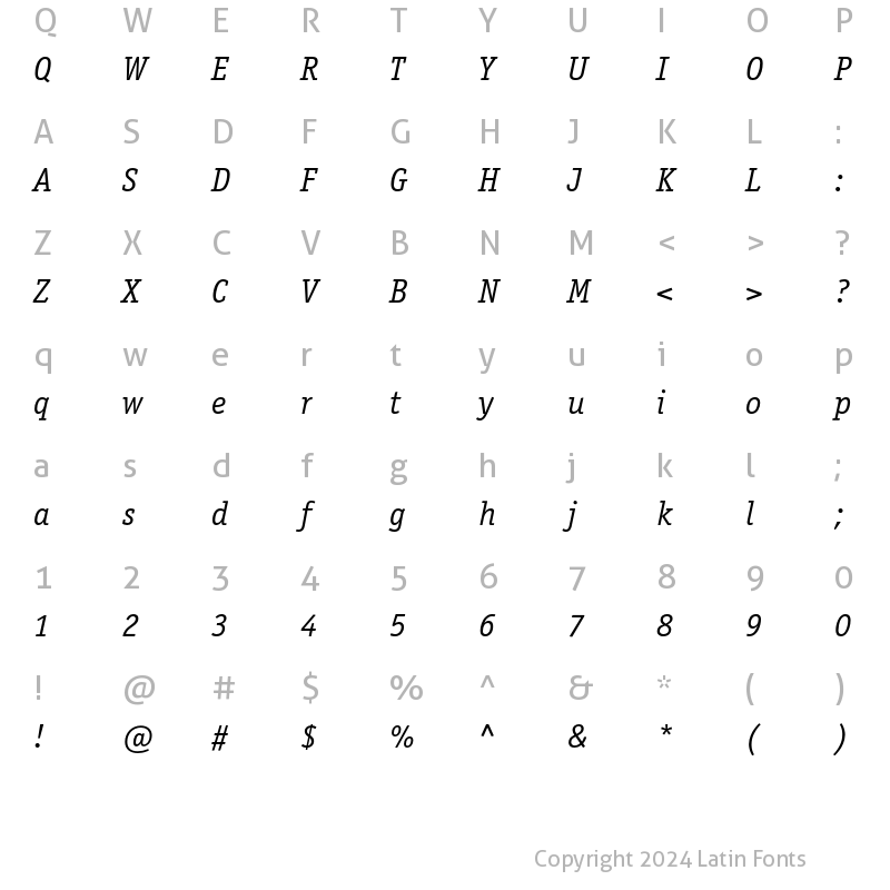 Character Map of OfficinaSerifC Italic