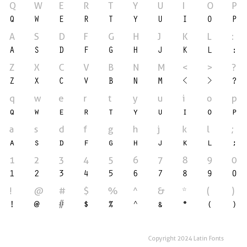 Character Map of Orator Std Medium