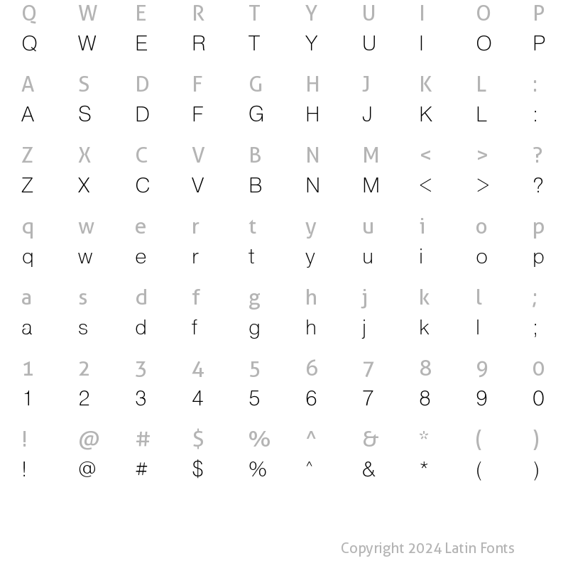 Character Map of PragmaticaLightC Regular