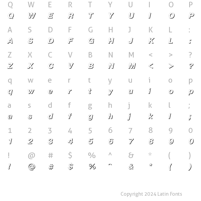 Character Map of PragmaticaShadowC Bold Italic