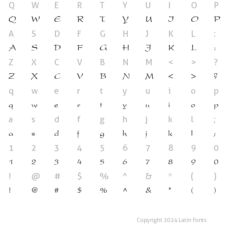 Character Map of President Cyr Regular