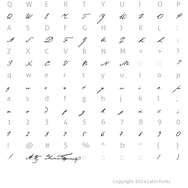 Character Map of Pushkin Regular