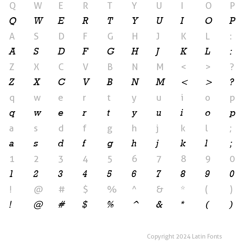 Character Map of Rodeo Italic