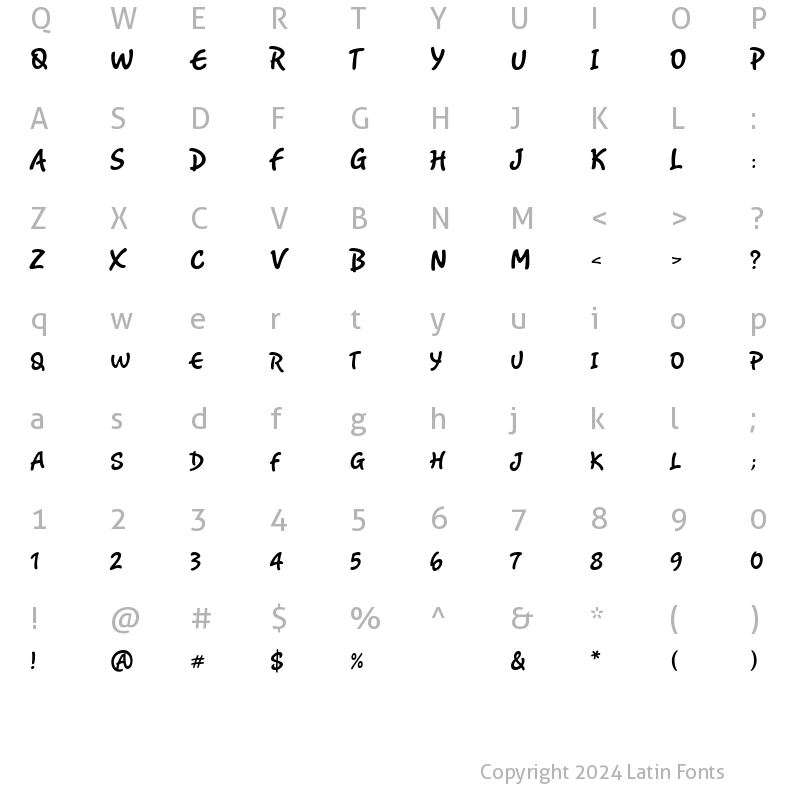 Character Map of Romy Caps Regular