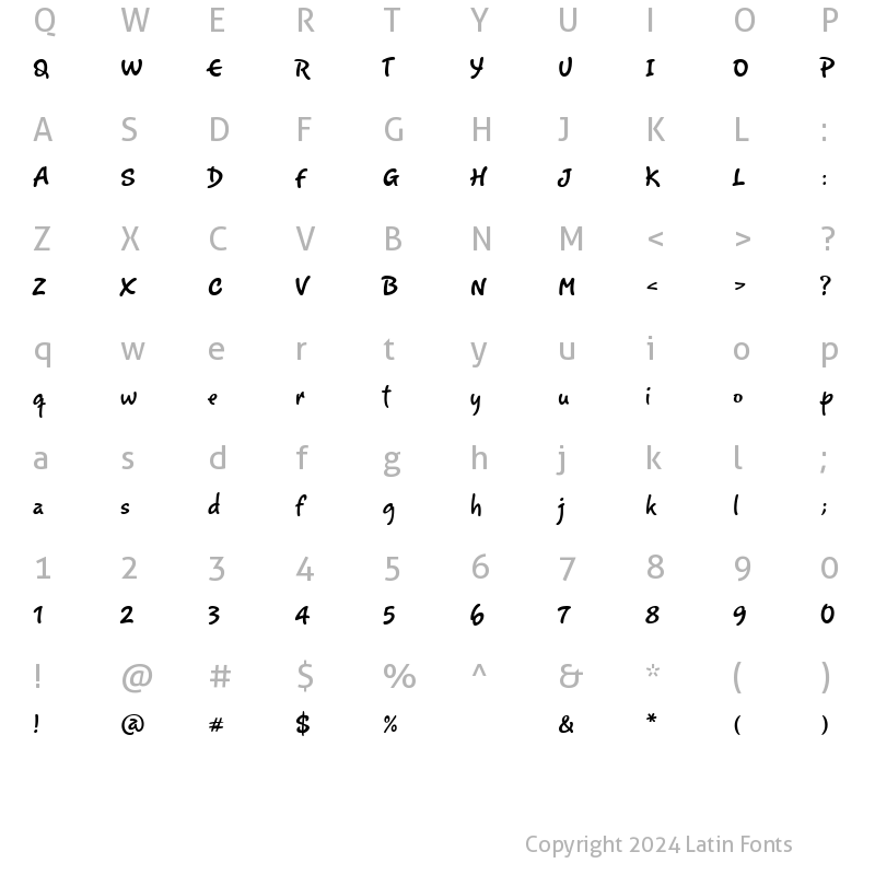 Character Map of Romy Regular