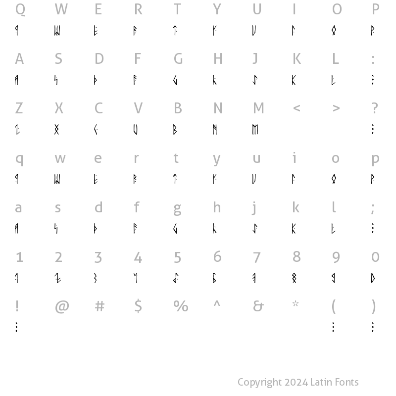 Character Map of Runic AltNo Regular