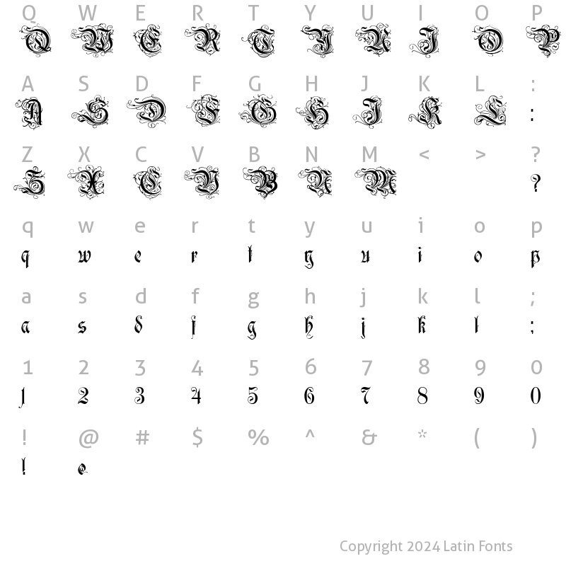 Character Map of Rurintania Regular