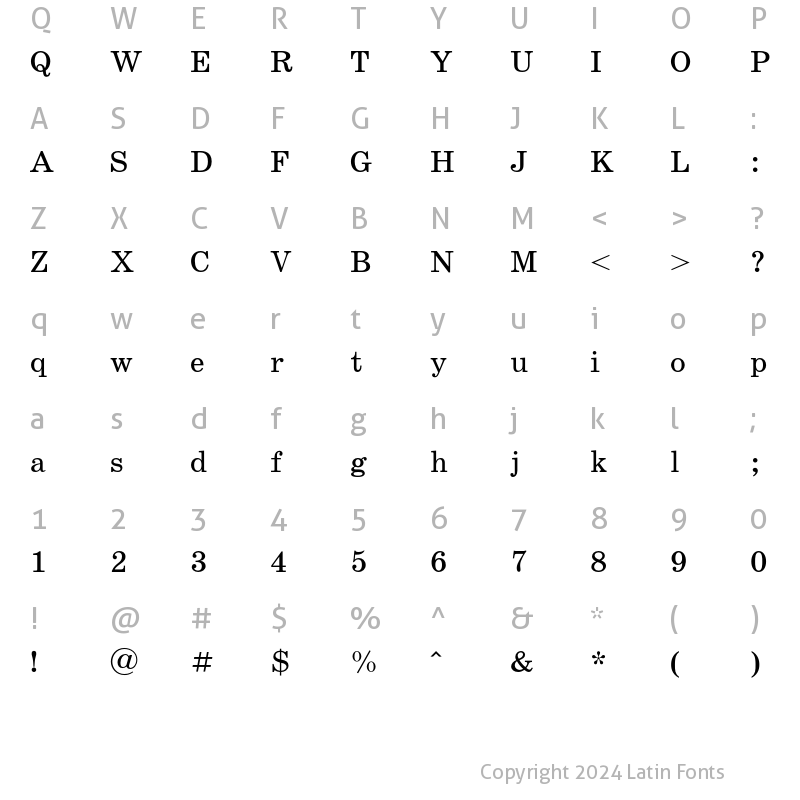 Character Map of SchoolBookC Regular