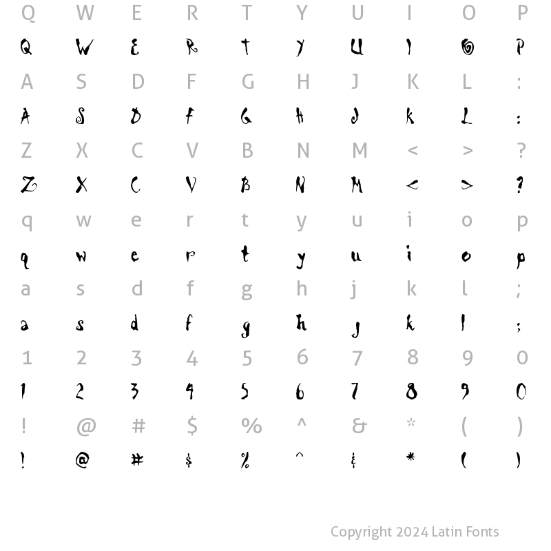 Character Map of Scrawn Cyr AOE Regular