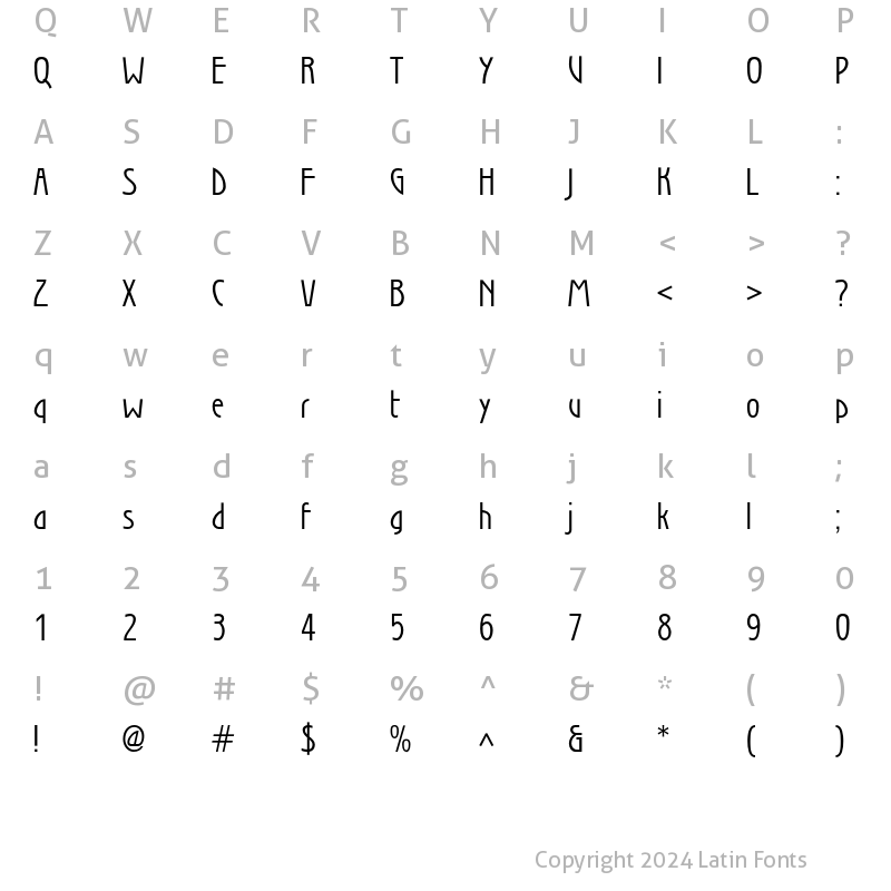 Character Map of Secession Regular