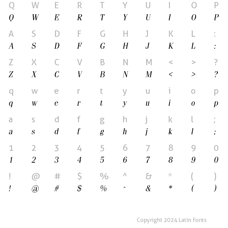 Character Map of Simeiz Italic