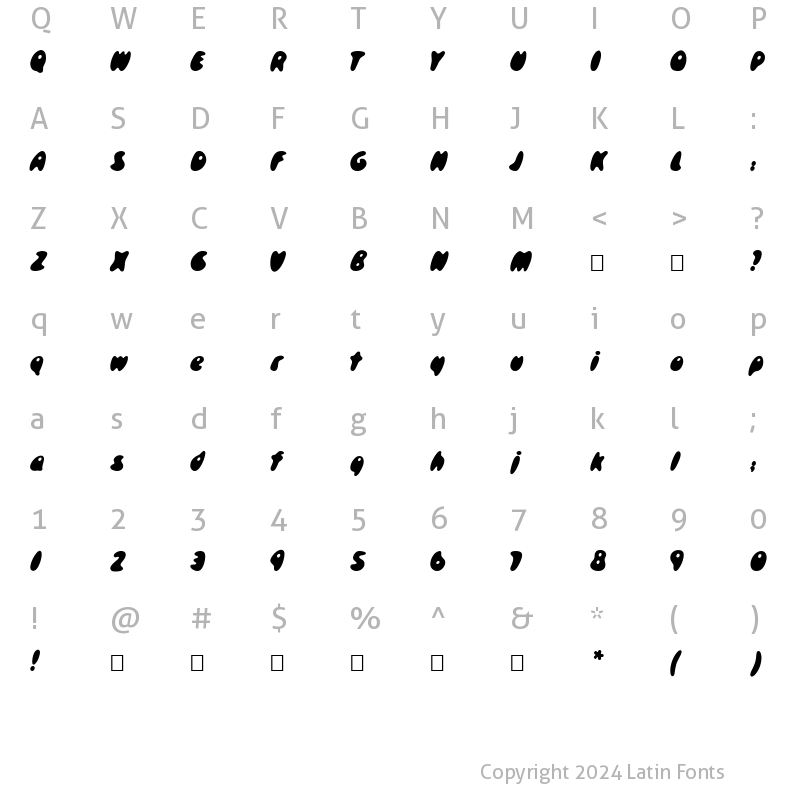 Character Map of Skidoos Cyr Regular