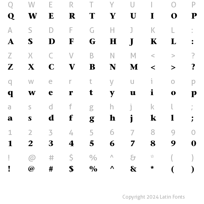 Character Map of SonetSerif Bold