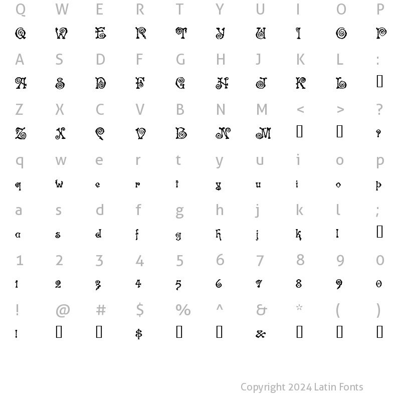 Character Map of Spinstee Regular