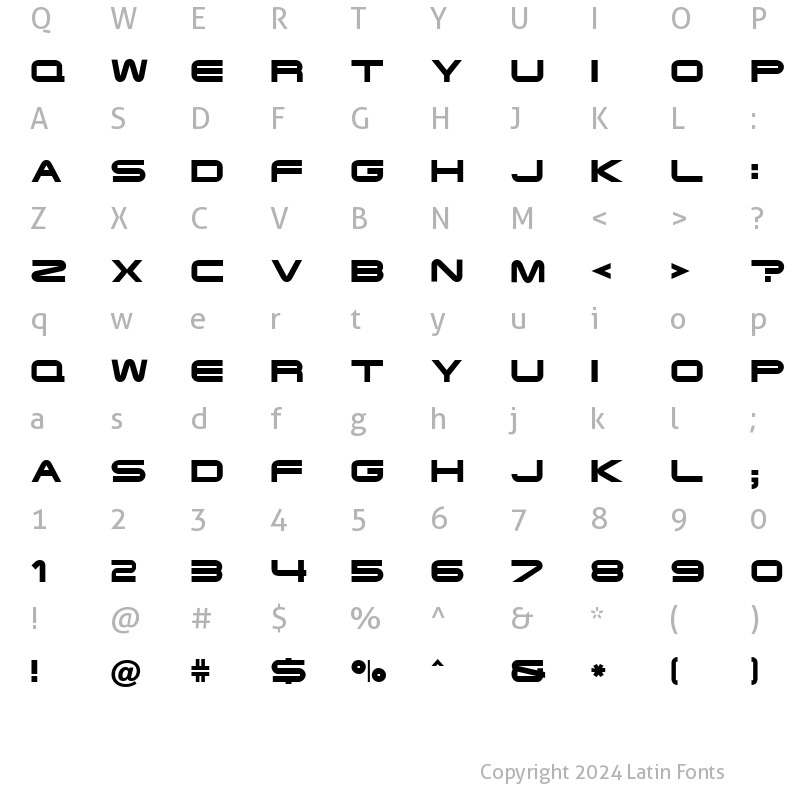 Character Map of Terminator Cyr 4 Semi-expanded Bold