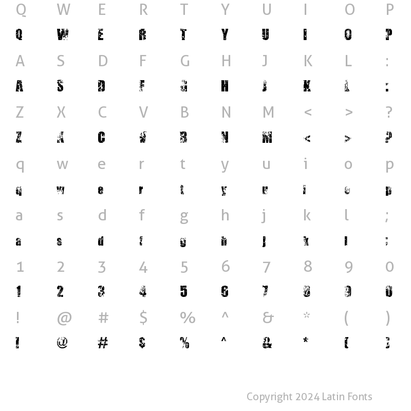 Character Map of Thirsty for Souls Regular