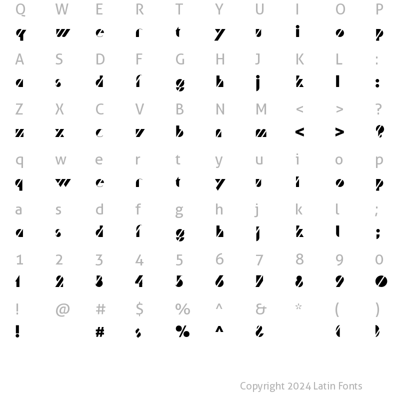 Character Map of Trafaret Regular