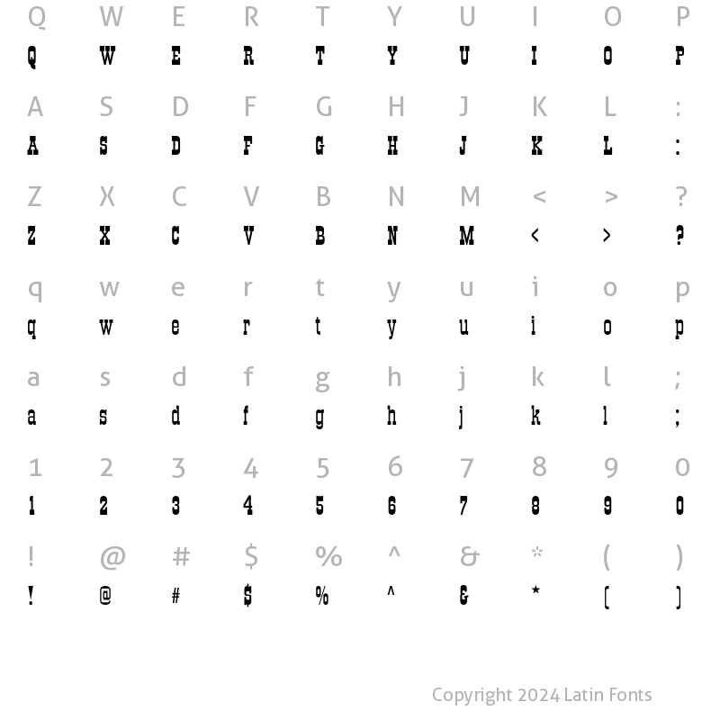 Character Map of Traktir Regular