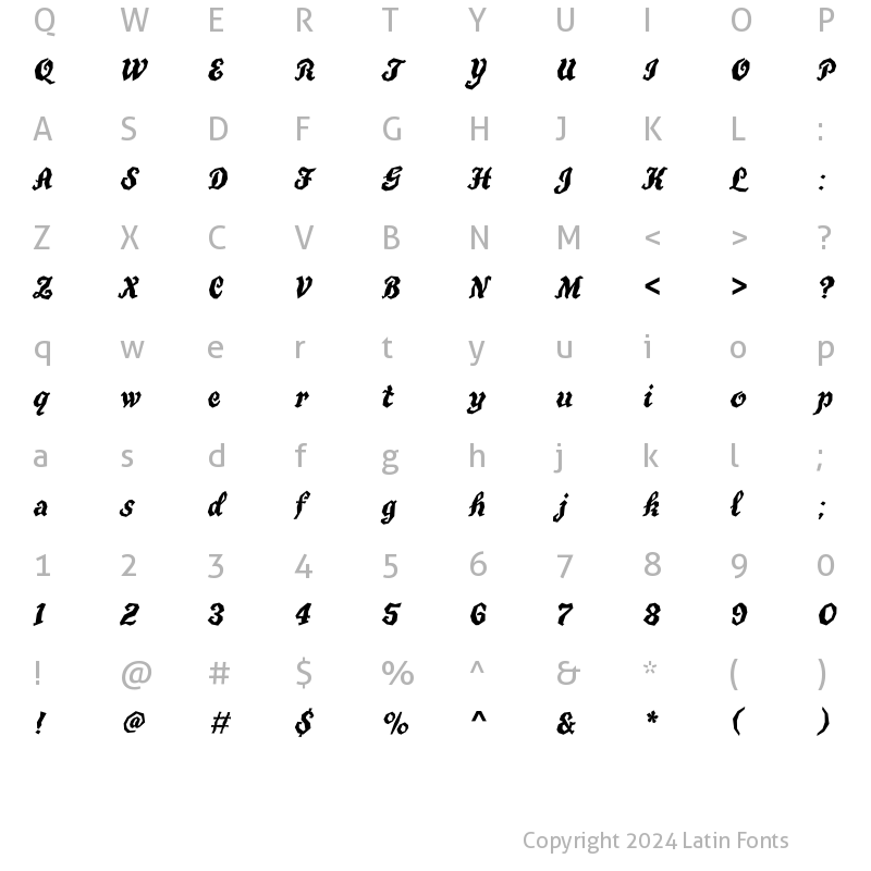 Character Map of TrueGritC Regular