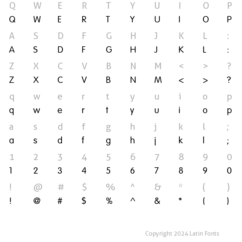 Character Map of VAGRounded Lt Regular