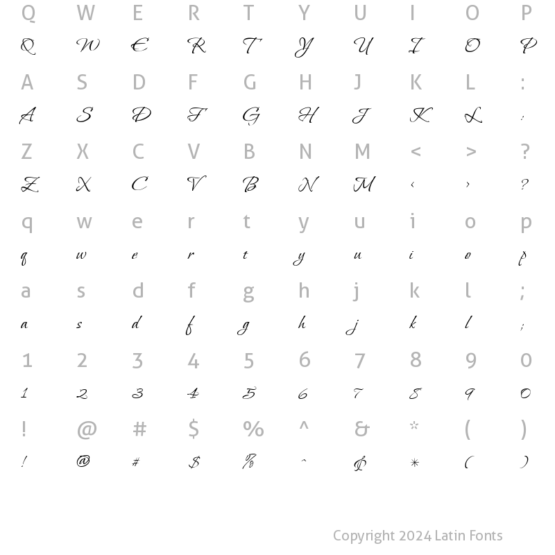 Character Map of Vera Crouz Regular