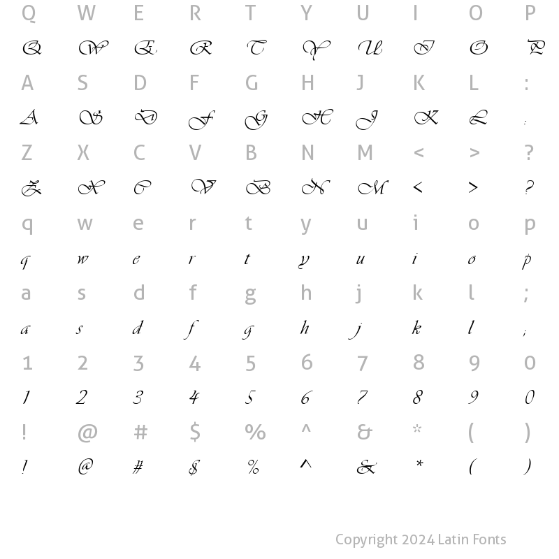 Character Map of VivaldiD Regular