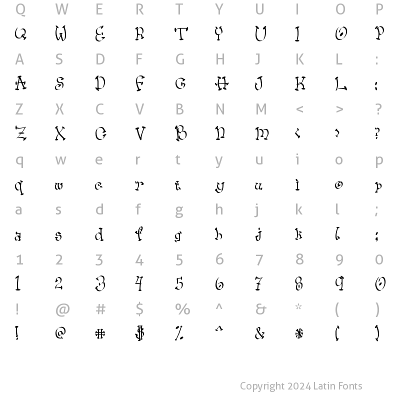 Character Map of Wacko Regular