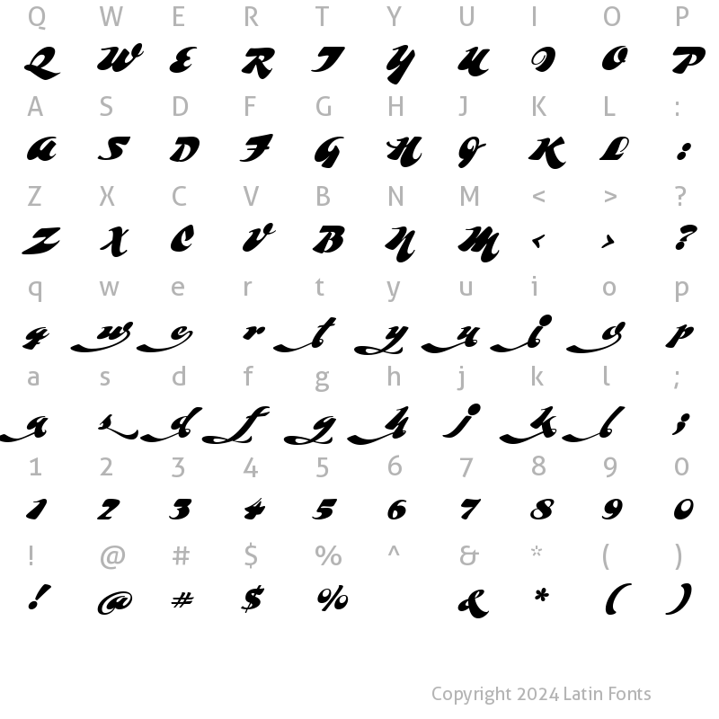 Character Map of Whomp Regular