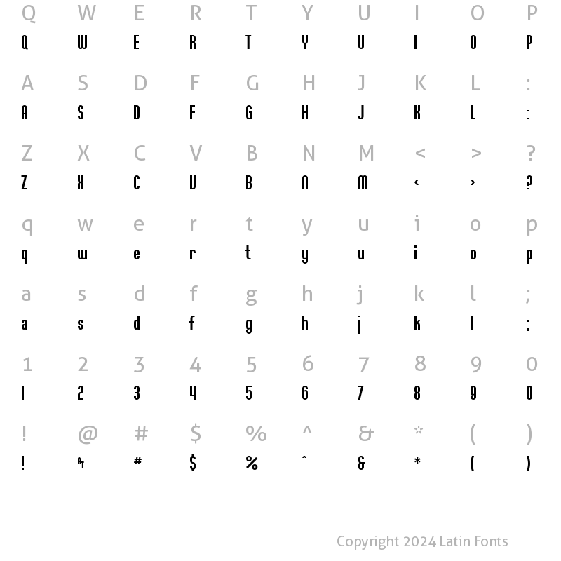 Character Map of Willamette SF Regular