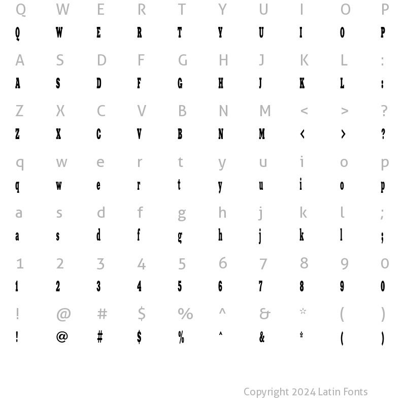 Character Map of XeniaWesternC Regular