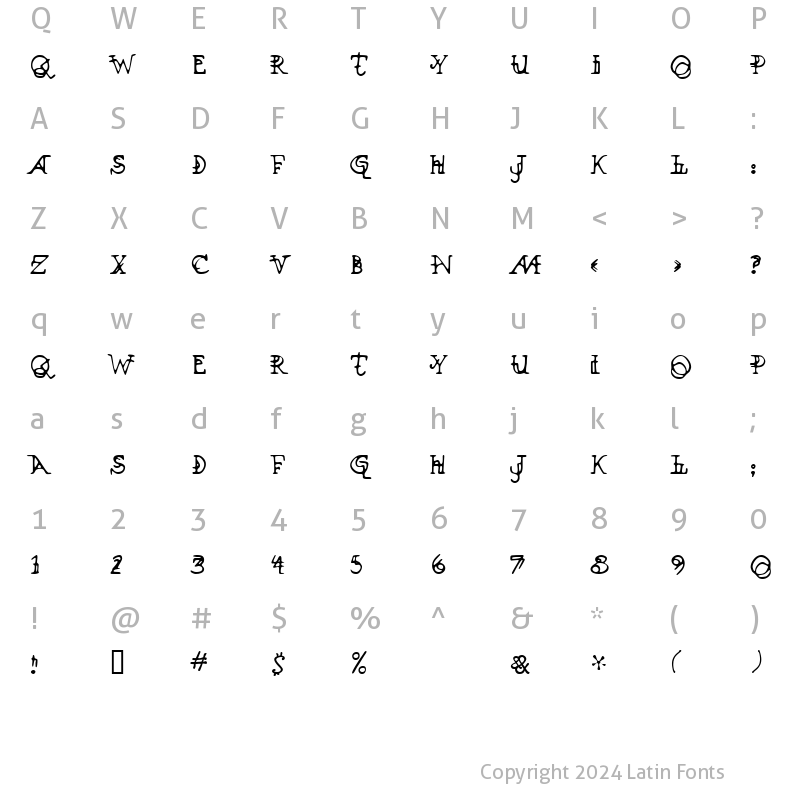 Character Map of Xenowort Regular