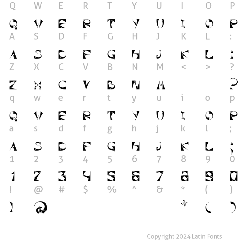 Character Map of Xorx_Toothy Cyr Regular