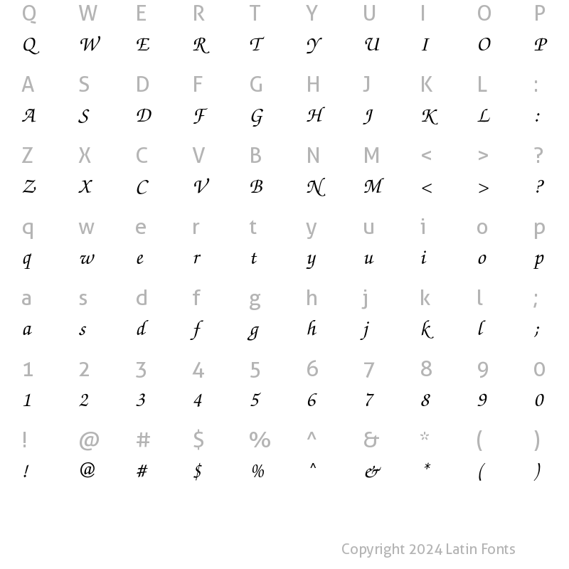 Character Map of ZapfChanceryC Regular