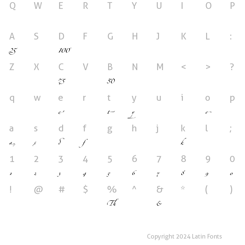 Character Map of Zapfino Forte LT Alternate