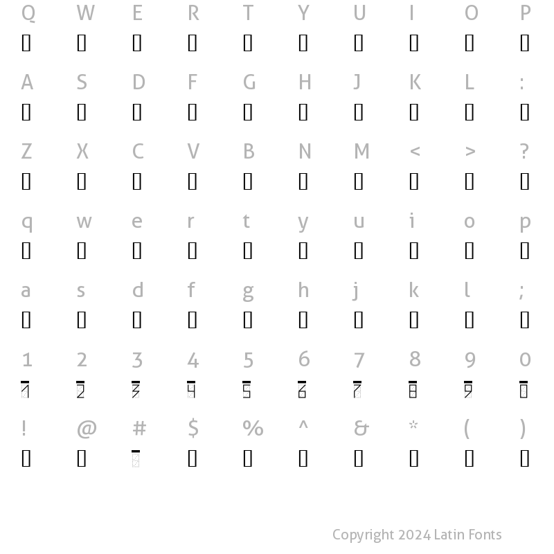 Character Map of ZIPcode Regular