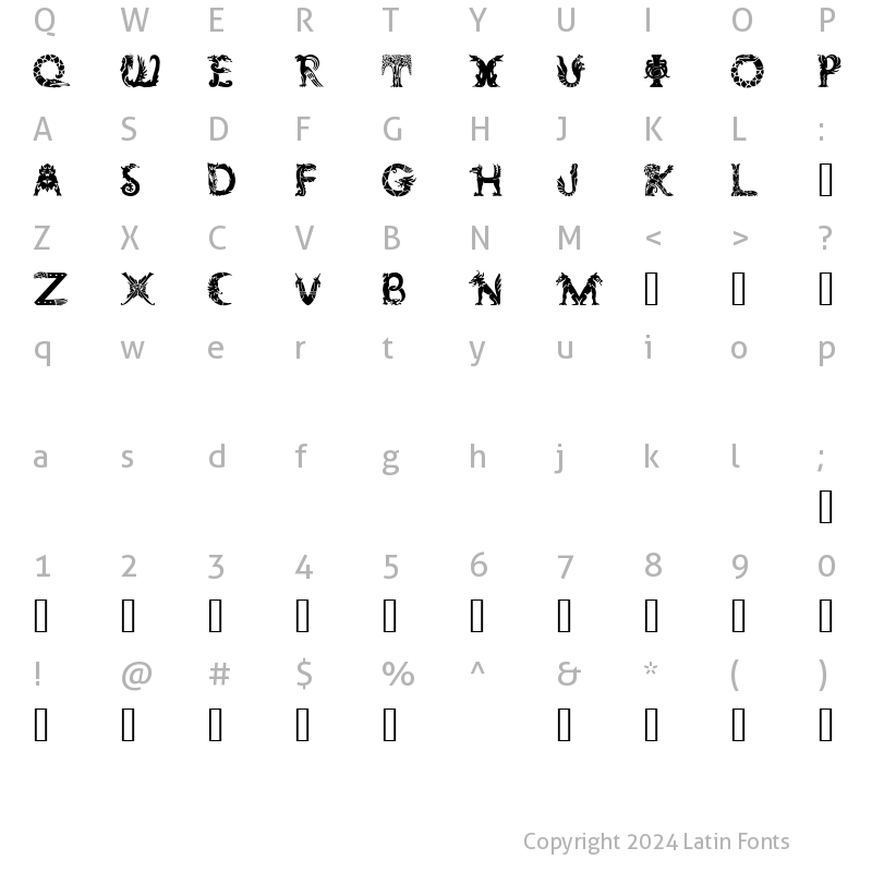 Character Map of Zoomorphica Regular