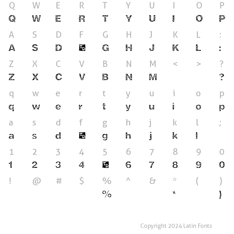 Character Map of ZRex Trial Version